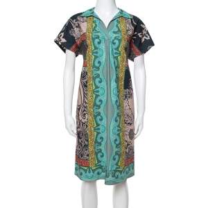 Pre Owned Etro Multicolor Paisley Print Cotton Shirt Dress L