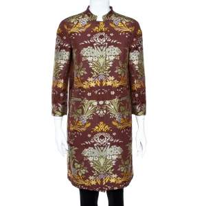 Pre Owned Etro Vintage Brown Floral Jacquard Coat M