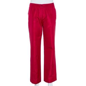 Etro Red Silk Straight Leg Trousers L