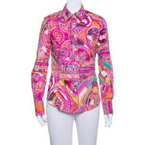 Pre Owned Etro Multicolor Abstract Tribal Printed Cotton Button Front Shirt L