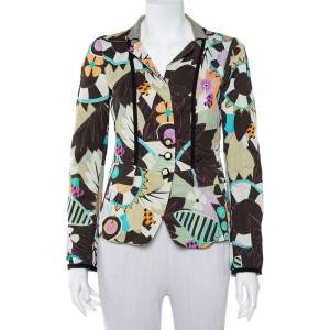 Etro Multicolor Abstract Printed Synthetic & Cotton Button Front Blazer M