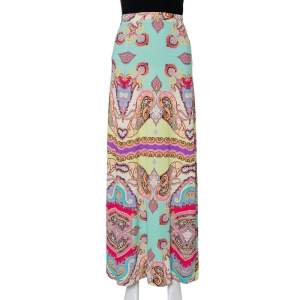 Pre Owned Etro Multicolor Paisley Printed Knit Maxi Skirt L