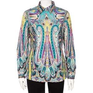 Pre Owned Etro Multicolor Paisley Printed Cotton Button Front Shirt L