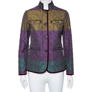 Etro Colorblock Synthetic Quilted & Velvet Trim Detailed Jacket S 