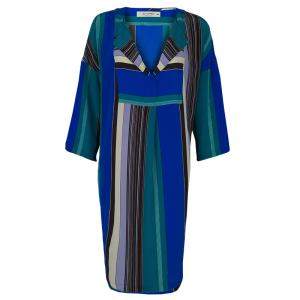 Pre Owned Etro Multicolor Striped Silk Long Sleeve Tunic Dress M