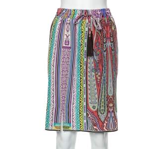 Pre Owned Etro Multicolor Paisley Printed Silk Mini Skirt M