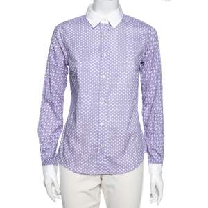 Etro Purple Multi Motif Print Cotton Button Front Shirt S