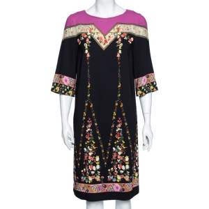 Etro Black Floral Printed Jersey Tunic Dress M