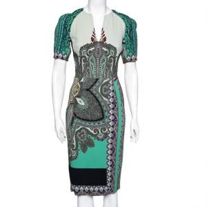 Pre Owned Etro Multicolor Paisley Printed Stretch Crepe Sheath Dress S