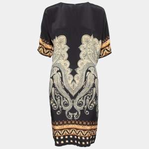 Etro Black Printed Silk Midi Dress S