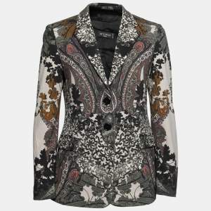 Pre Owned Etro Multicolor Printed Stretch Knit Single Breasted Blazer M
