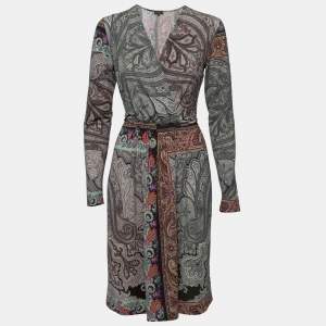 Pre Owned Etro Multicolor Paisley Print Knit Midi Dress M