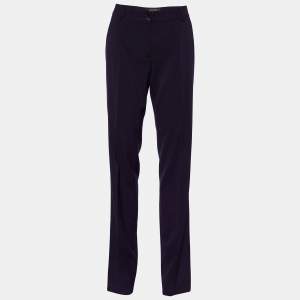 Pre Owned Etro Purple Wool Blend Regular Fit  Trousers M