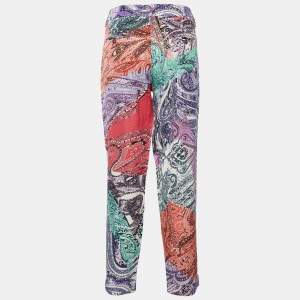 Etro Multicolor Cotton Blend Paisley Print Tapered Pants L