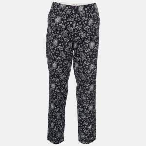 Etro Black Paisley Print Ribbed Tapered Pants L