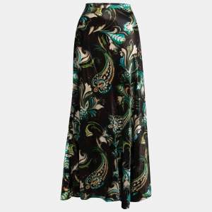 Etro Brown Paisley Printed Silk Maxi Skirt S
