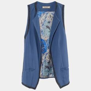 Etro Blue Copper Chain Detail Open Cardigan S