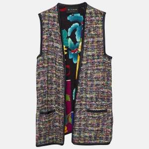 Etro Multicolor Cotton Jacquard Sleeveless Open Front Shrug L