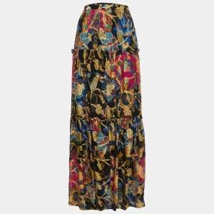 Etro Multicolor Floral Print Silk Blend Maxi Skirt M