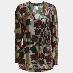 Etro Gold Devore Button Front Top M