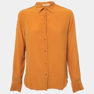 Pre Owned Etro Mustard Yellow Silk Full Sleeve Shirt M