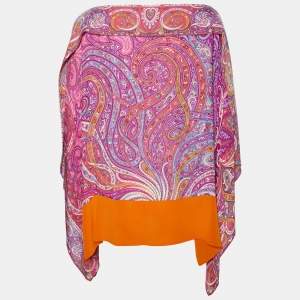 Pre Owned Etro Pink Paisley Printed Silk Oversized Top S/M