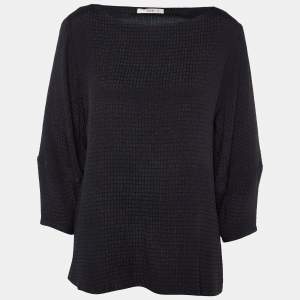 Pre Owned Etro Black Square Patterned Knit Top L