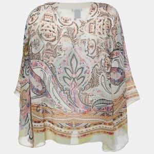 Etro Cream Printed Silk Kaftan Top (One Size)