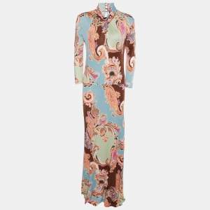 Pre Owned Etro Multicolor Paisley Printed Jersey Maxi Dress L