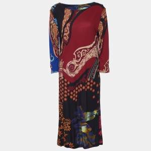 Etro Multicolor Paisley Print Georgette Knee-Length Dress L