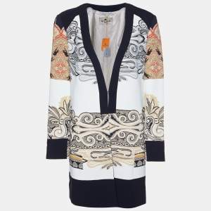 Etro White Paisley Print Crepe Short Coat M