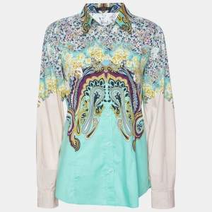 Etro Multicolor Floral Print Cotton Shirt L