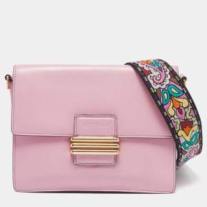 Etro Pink Leather Fold-Over Shoulder Bag