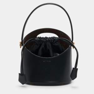 Etro Black Leather Mini Saturno Bucket Bag