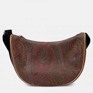 Pre Owned Etro Brown Coated Canvas Paisley Hobo Bag