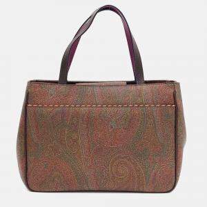 Pre Owned Etro Brown PVC Paisley Tote Bag