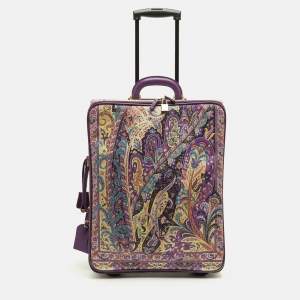 Pre Owned Etro Multicolor Paisley Print Coated Canvas and Leather Rolling Suitcase