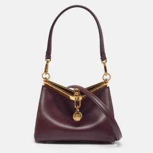 Pre Owned Etro Vela Mini Burgundy Leather Shoulder Bag