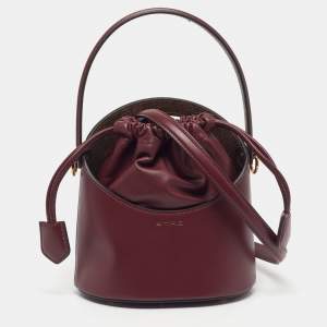 مملوكة مسبقًا Etro Saturno Mini Burgundy Leather Bucket Bag