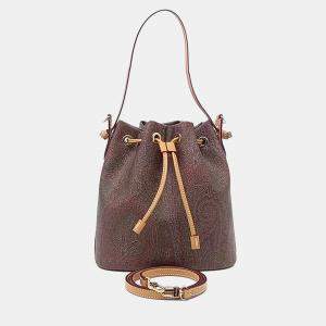 مملوكة مسبقًا Etro Brown Coated Canvas Etro Paisley Bucket Bag