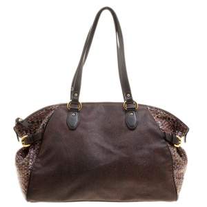 Etro Brown Paisley Printed Coated Canvas Satchel