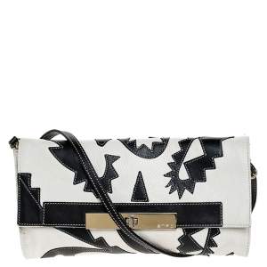 Etro Cream/Black Leather Shoulder Bag