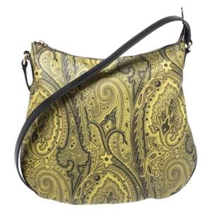 Etro Green/Yellow Paisley Print Coated Canvas and Leather Crossbody Bag