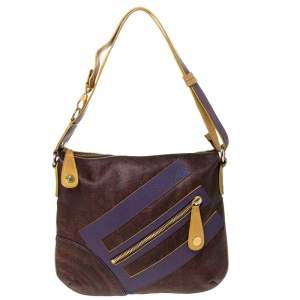 Etro Purple/Yellow Paisley Coated Canvas Crossbody Bag
