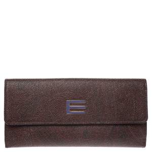 Etro Brown Paisley Print Coated Canvas Continental Wallet