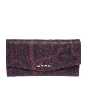 Pre Owned Etro Purple Paisley Nylon Continental Wallet