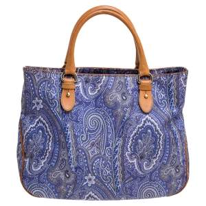 Pre Owned Etro Multicolor Paisley Print Coated Canvas and Leather Tote
