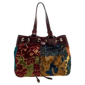 Pre Owned Etro Multicolor Floral Velvet Tote