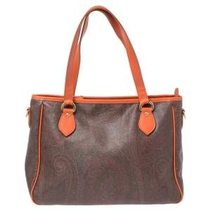 Etro Multicolor Paisley Canvas and Leather Tote