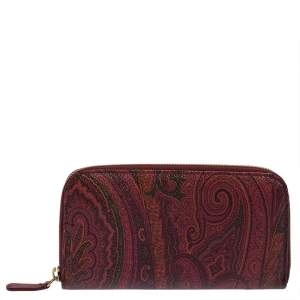 Etro Multicolor Paisley Print Coated Canvas Zip Around Continental Wallet